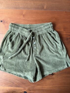 DONNI Terry Henley green Drawstring Shorts / XS